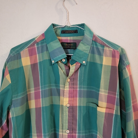 Alexander Julian Colours Green Plaid Dress Shirt | Size Large - Picture 2 of 6